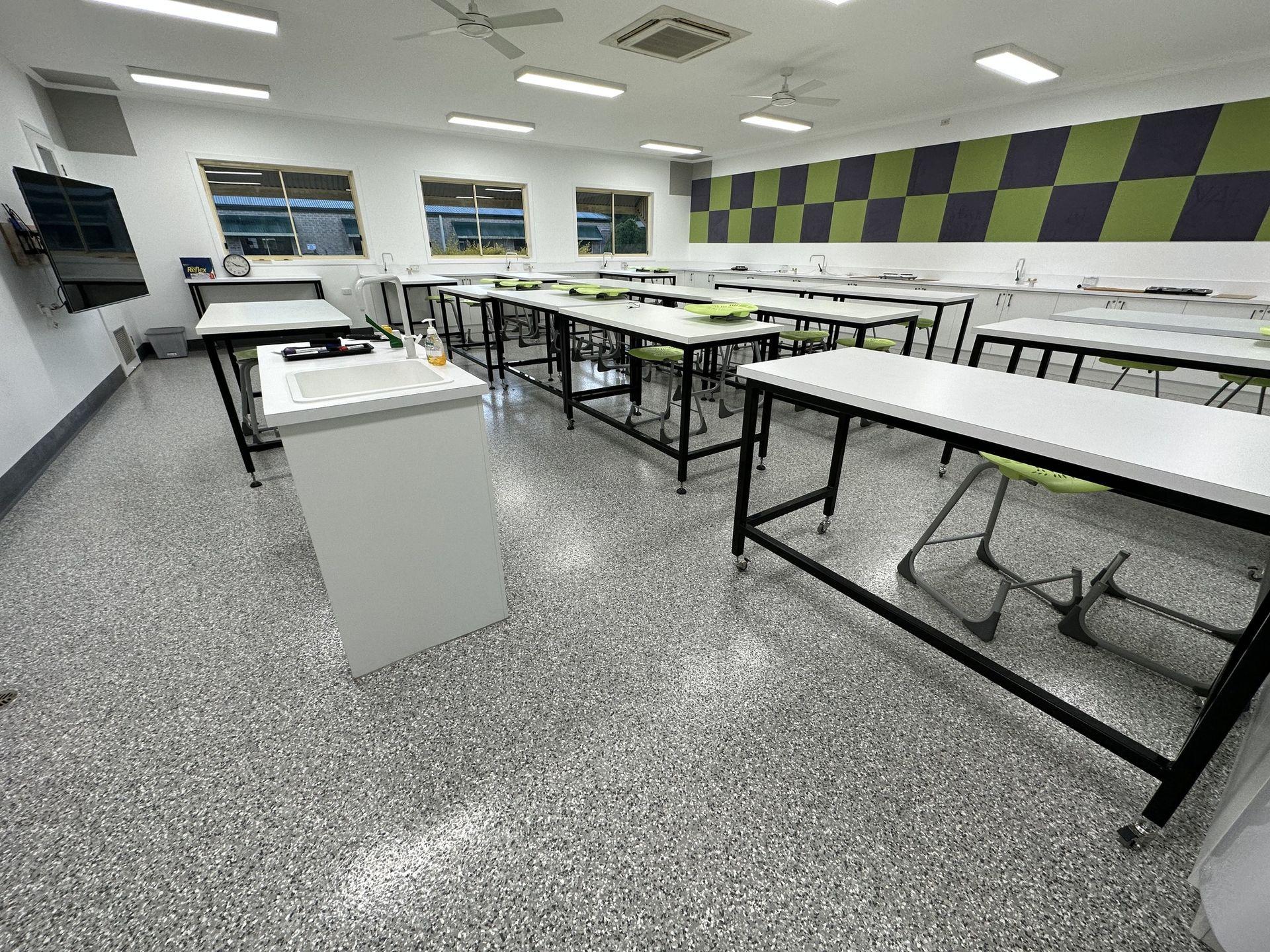 Ultra Flake Floor Solution in a Classroom